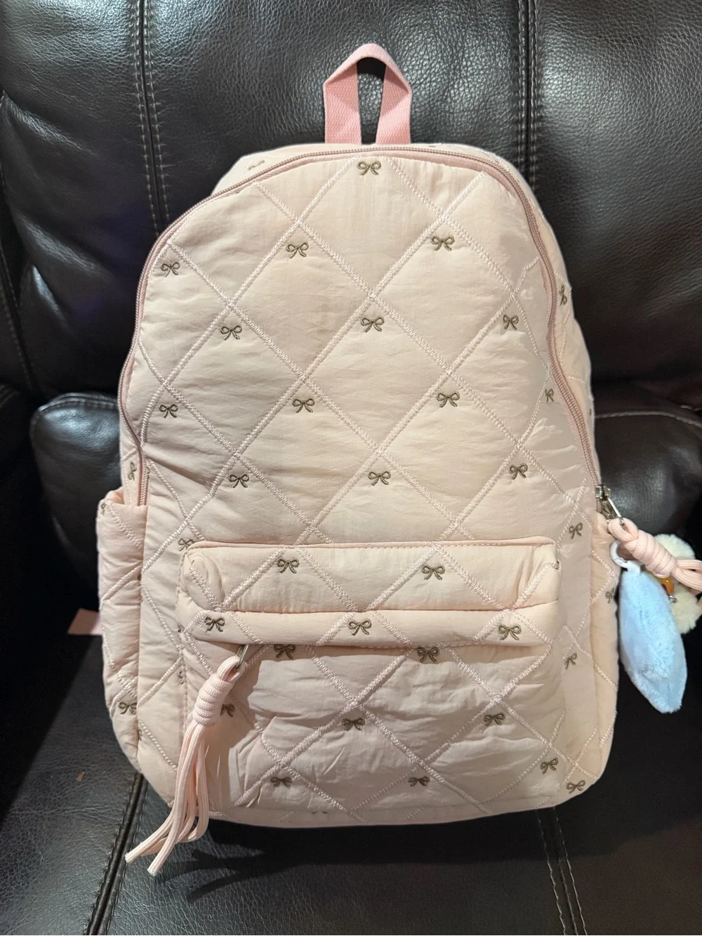 Pink Quilted Kids Backpack with Star Charms